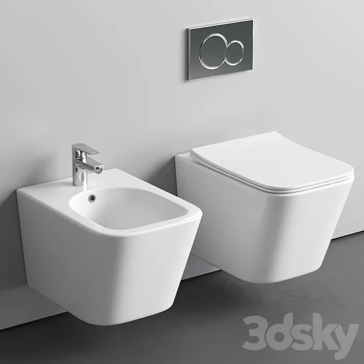 Wall hung bidet\/toilet Ceramica Nova Metric 3DS Max Model
