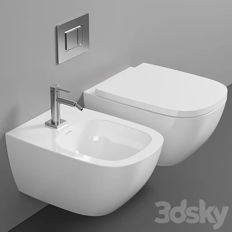 Wall hung toilet Laufen Palomba 8.2080.2.000.000.1 3DS Max Model