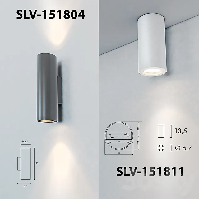 Wall lamp and ceiling SLV-151801 3DSMax File