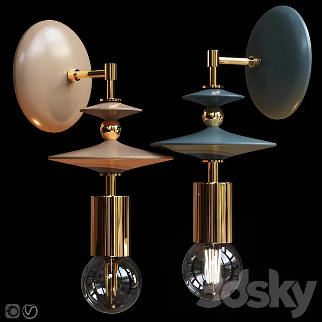 Wall lamp Beaded Saucers Sconce Gray. Terracotta 3DSMax File