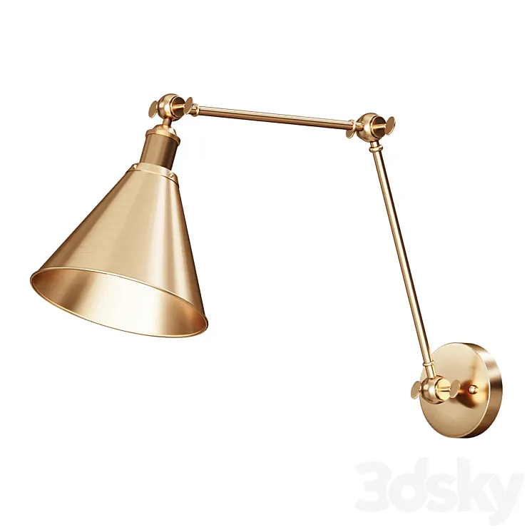 Wall lamp JONATHAN Y Rover 7 in. Adjustable Arm Metal Brass LED Wall Sconce wall lamp 3DS Max