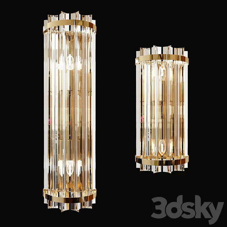 Wall lamp made of glass Garda Decor (set of 2 – 55cm and 35cm) 3DS Max
