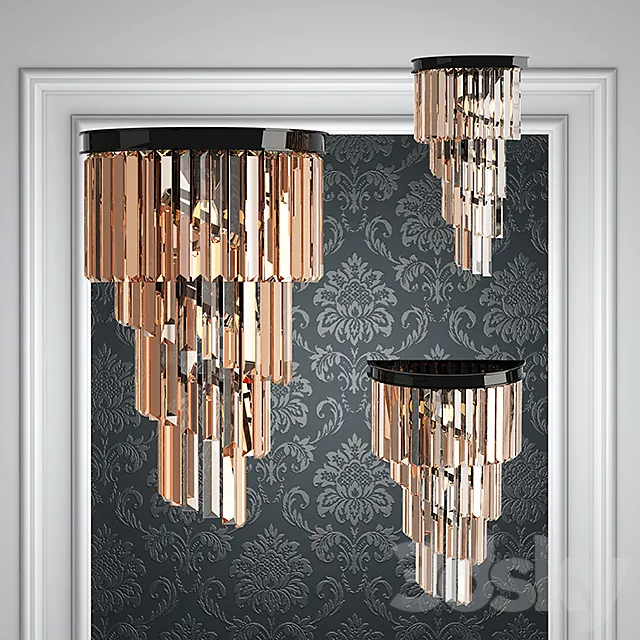 Wall lamp RH Odeon Clear Glass 4 Square 3ds Max