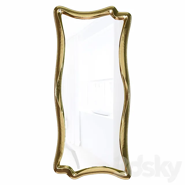 Wall mirror in a figured frame “Marne” Antique gold leaf 3DSMax File