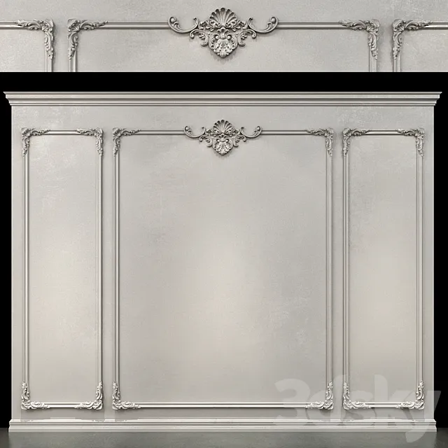 Wall molding 01. Boiserie classic panels 3DS Max Model