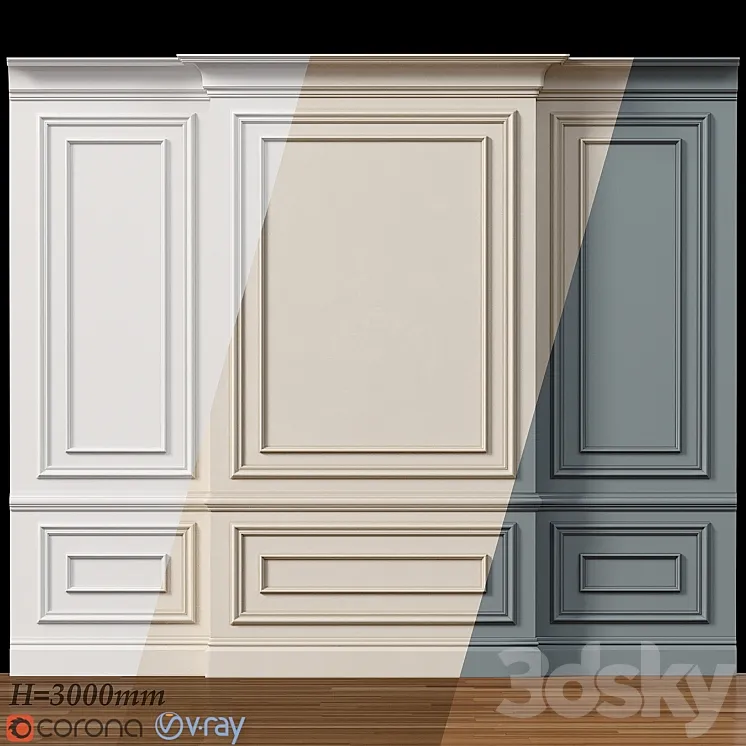 Wall molding 4. Boiserie classic panels 3DS Max