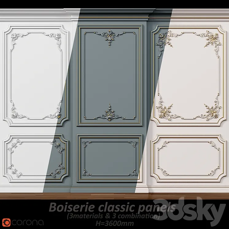 Wall molding 5. Boiserie classic panels 3DS Max