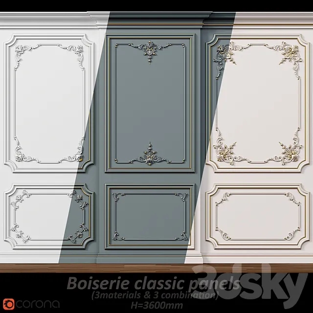 Wall molding 5. Boiserie classic panels 3DSMax File