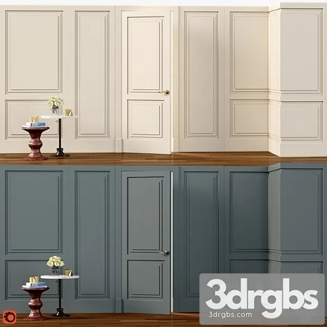 Wall molding. boiserie classic panels with door