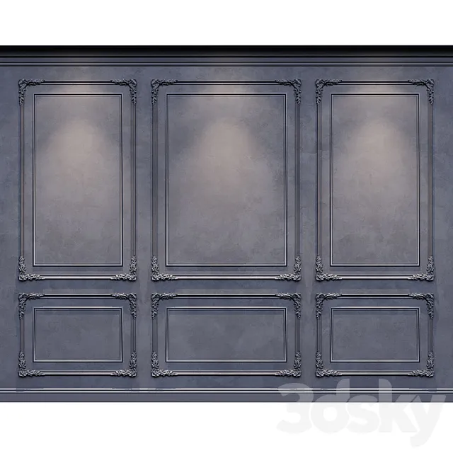 Wall molding classic 2 black and white 3DS Max Model