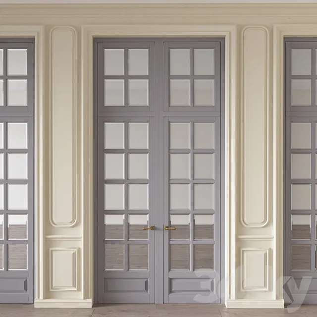 Wall molding with doors 3ds Max