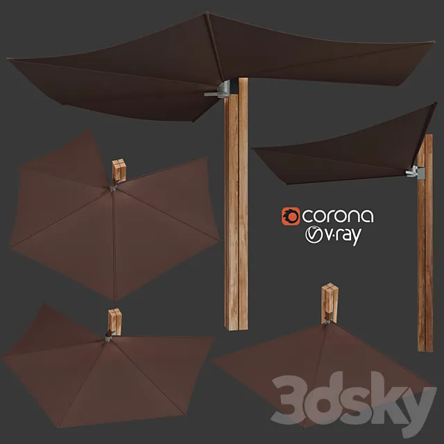 Wall-mounted Garden umbrella 3DS Max Model