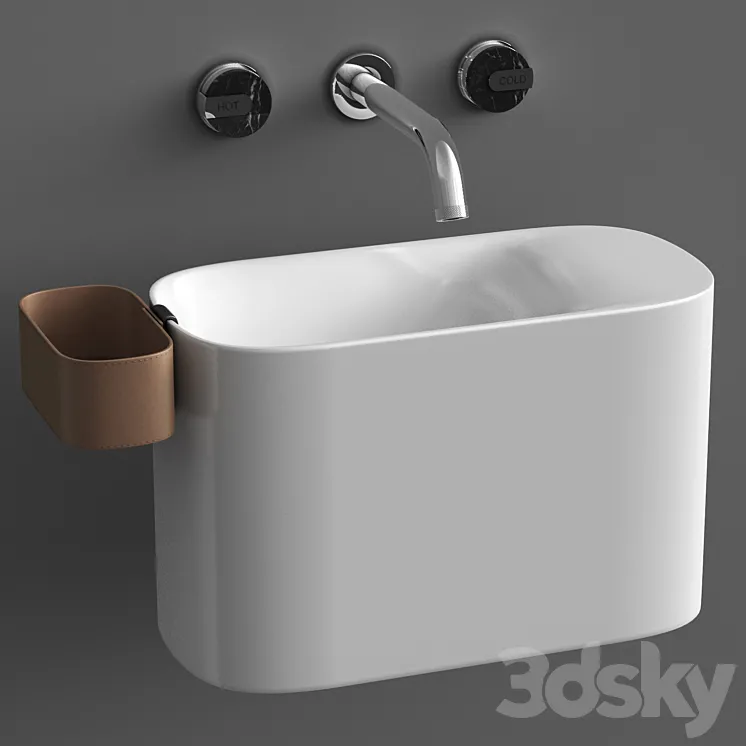 Wall mounted Korakril Ptit handrinse basin &  Graff Mod plus faucet 3DS Max