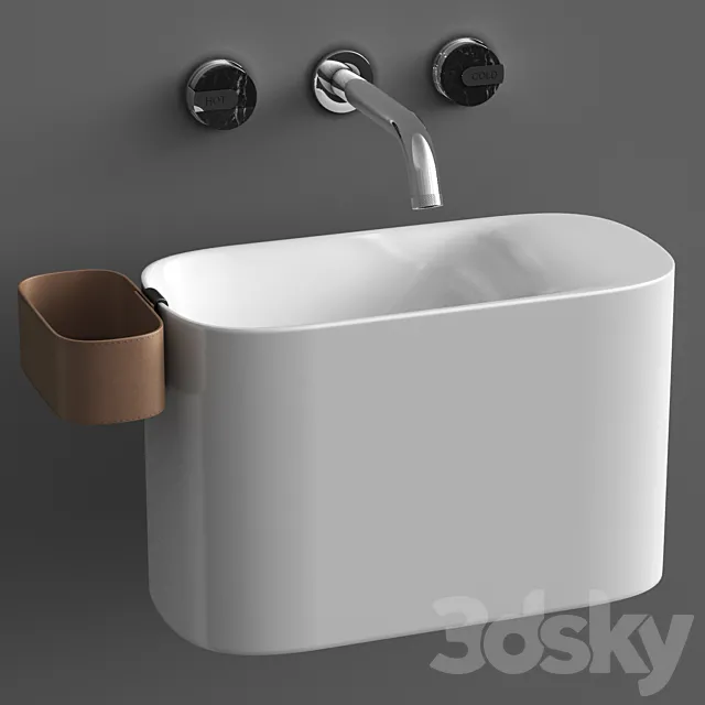 Wall mounted Korakril Ptit handrinse basin &  Graff Mod plus faucet 3DSMax File
