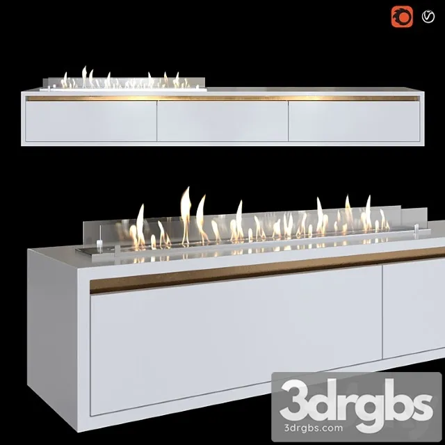 Wall-mounted tv stand with built in bio fireplace 3dsmax Download