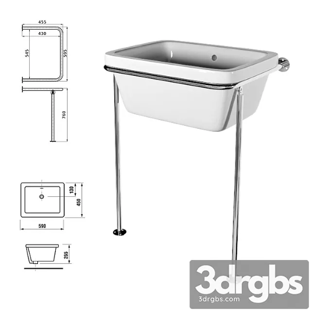 Wall Mounted Washbasin with Frame T Way Doris 25 3dsmax Download
