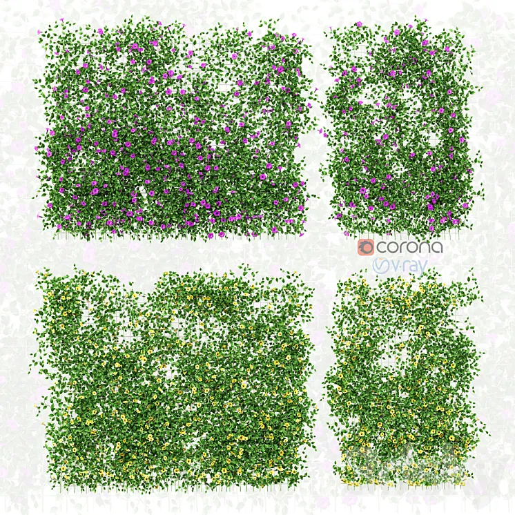 Wall of flowers on the grid 3DS Max