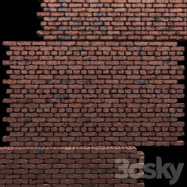 Wall of red bricks 3DS Max Model