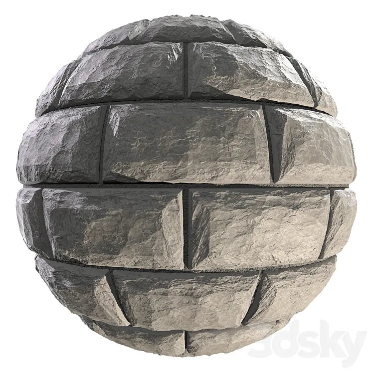 Wall of white wild stone material 3DS Max