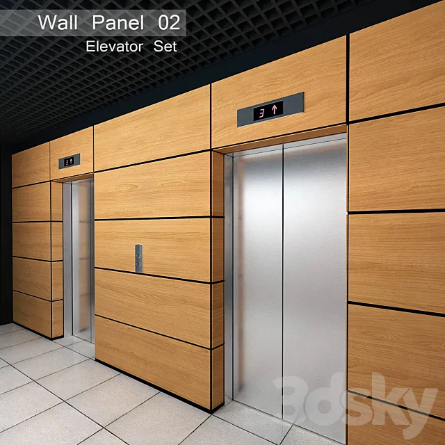 Wall Panel 02. Elevator Set 3DS Max Model