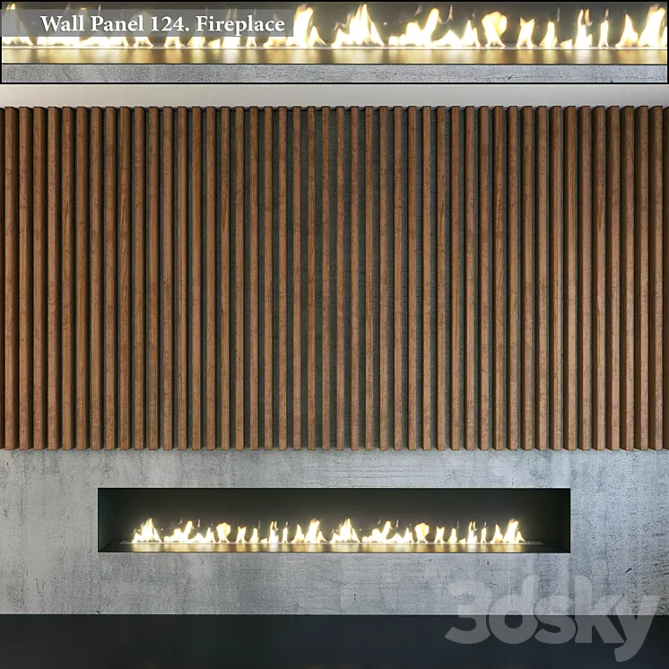 Wall Panel 124. Fireplace 3DS Max