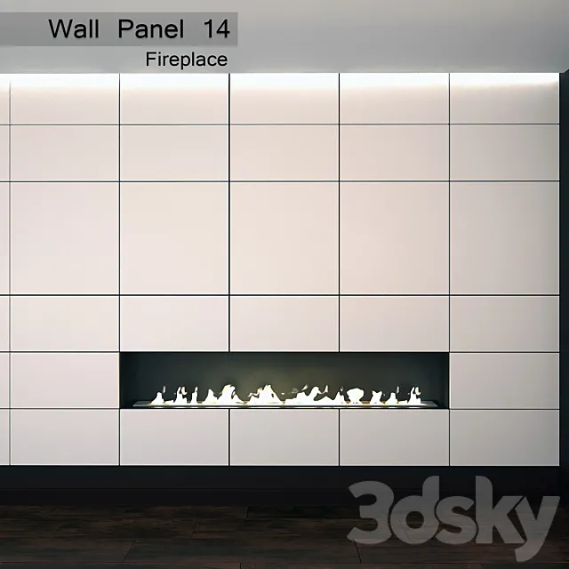 Wall Panel 14. Panel & Fireplace 3ds Max