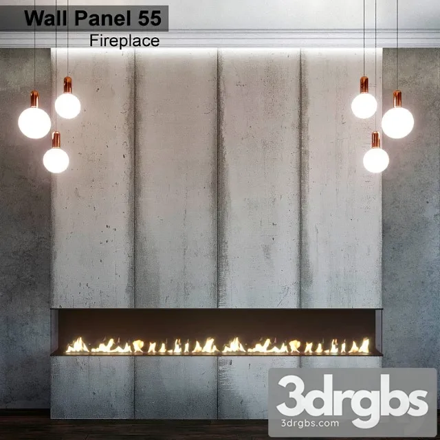 Wall panel 55. fireplace 3dsmax Download