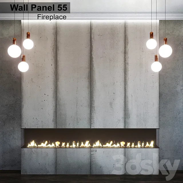 Wall Panel 55. Fireplace 3DS Max Model