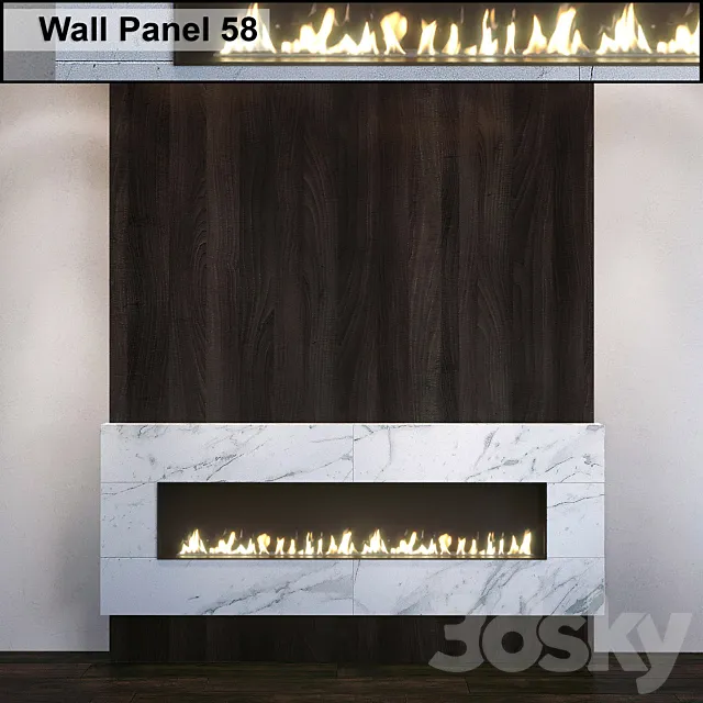 Wall Panel 58. Fireplace 3DSMax File
