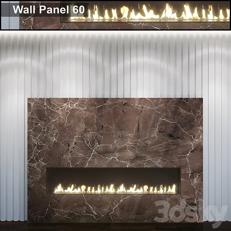 Wall Panel 60. Fireplace 3DS Max