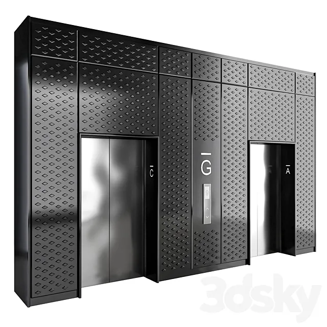 Wall panel Elevator 3 3DS Max Model