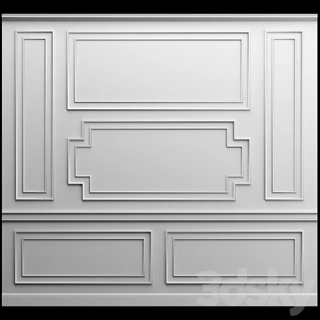 Wall panel – gypsum stucco molding 3DS Max Model