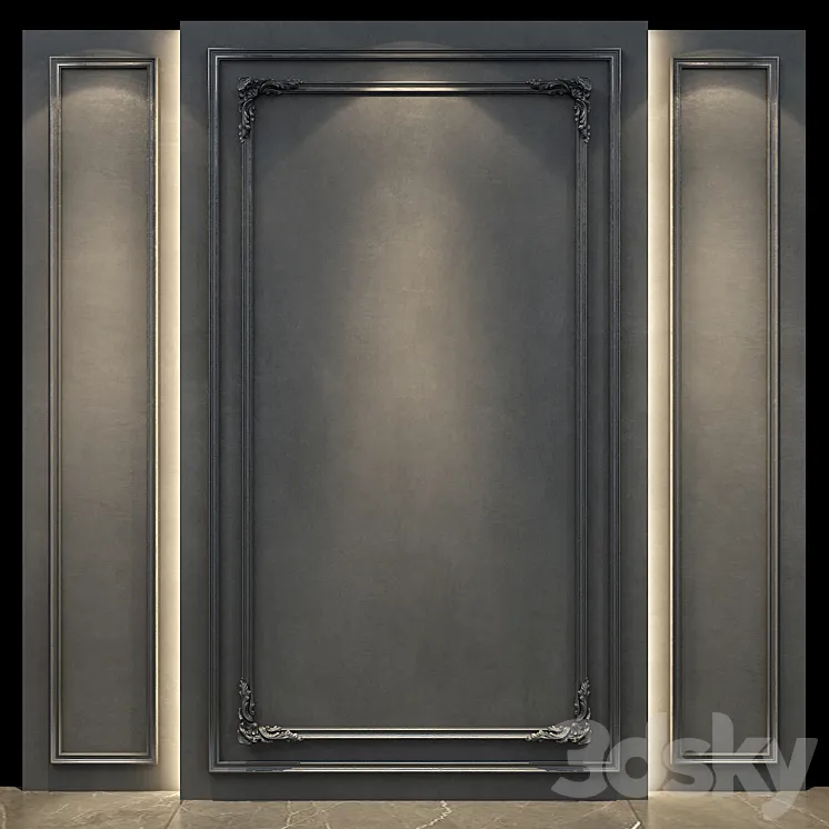 Wall panel – gypsum stucco molding – set 02 3DS Max