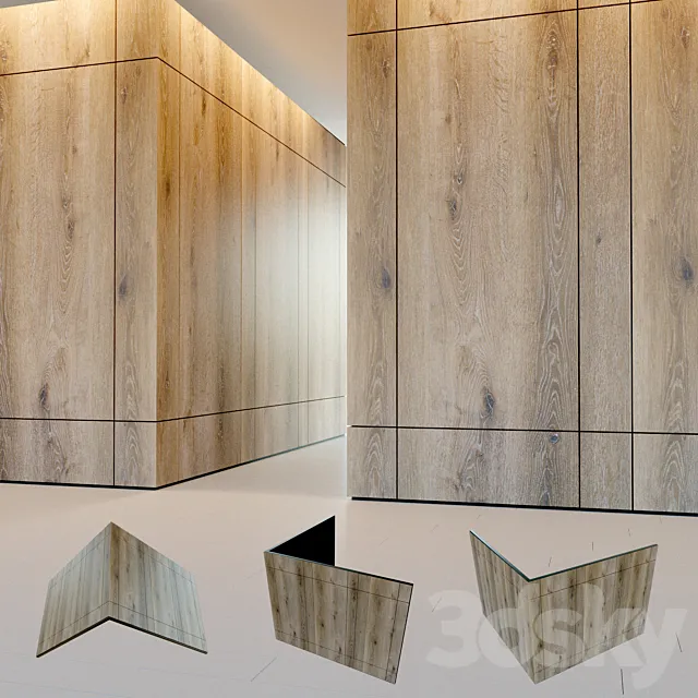 Wall panel made of wood. Decorative wall. 4 3DS Max Model