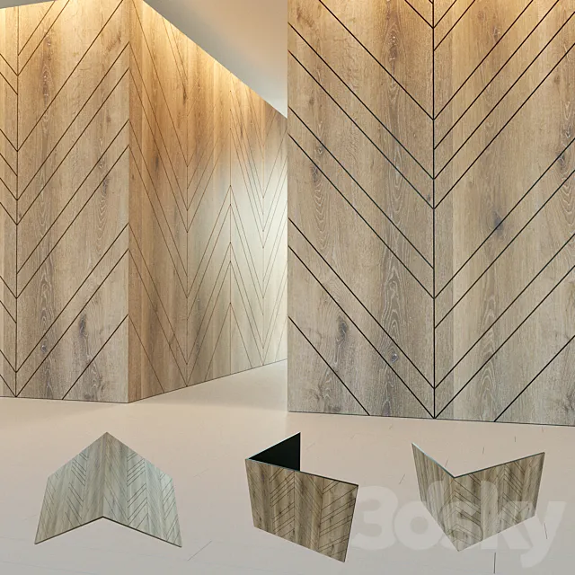 Wall panel made of wood. Decorative wall. Corner. 118 3ds Max