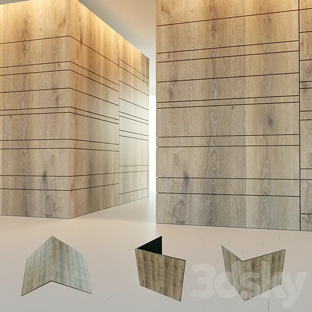 Wall panel made of wood. Decorative wall. Corner. 121 3ds Max