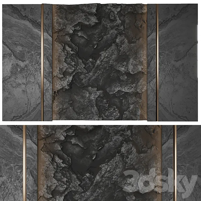 Wall panel with a black rock 3DSMax File