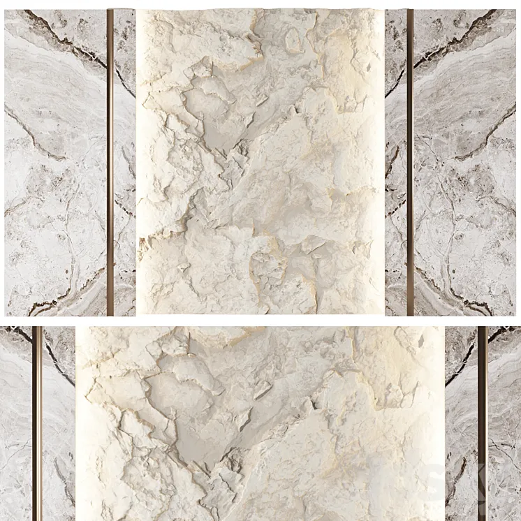 Wall panel with a white rock 3DS Max