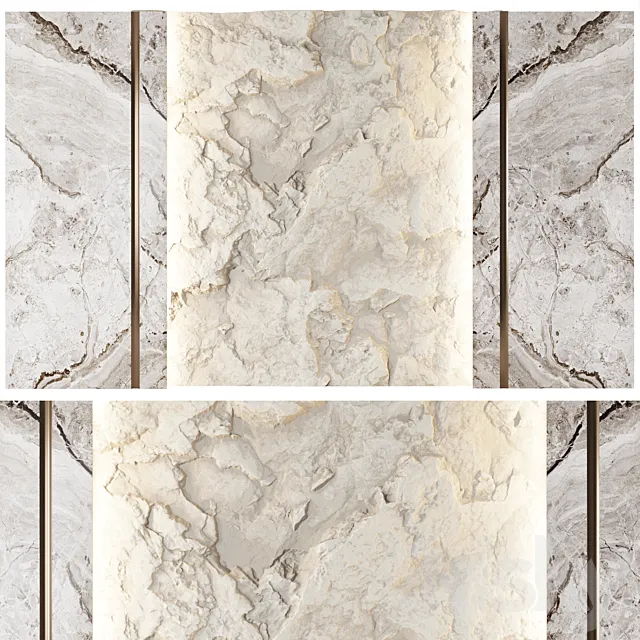 Wall panel with a white rock 3DSMax File