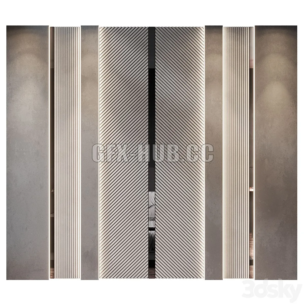 Wall Panels Set 196 3dsMax Model