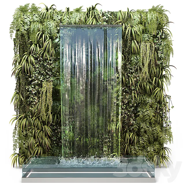 Wall plants with waterfall 3DSMax File