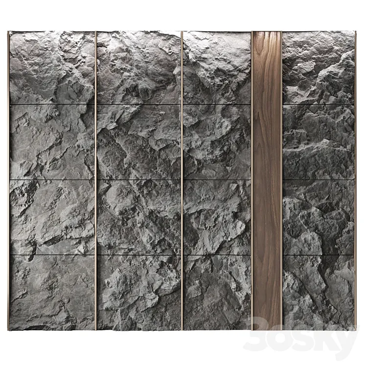 Wall rock panel 3DS Max
