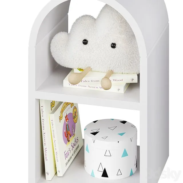 Wall shelf Mallory Kids with decor by Crate and Barrel 3dsMax Model