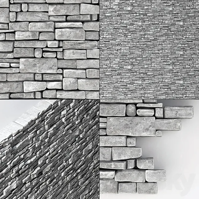 Wall stone clincer rock decor n2 3ds Max