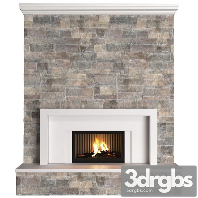 Wall Stonework Fireplace Modern Art Deco 3dsmax Download