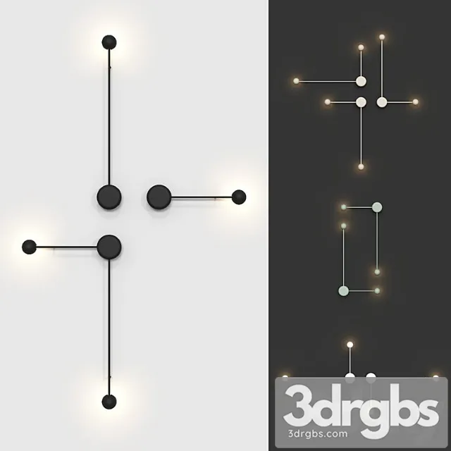 Wall vibia pin lamps (4 colors 4 options of placement) 3dsmax Download