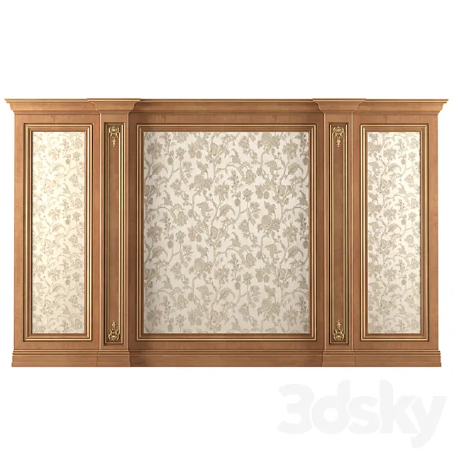 Wall wood boiserie paneling 3ds Max