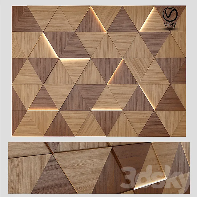 Wall Wood Panel with Lights 3ds Max