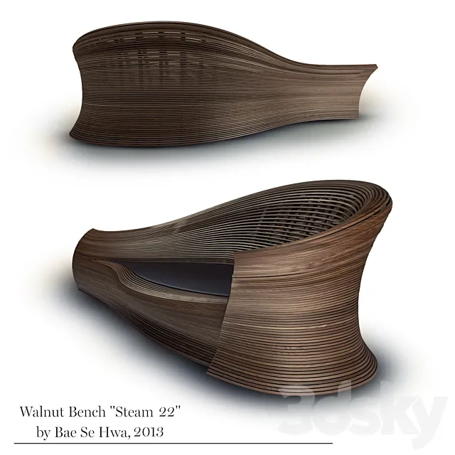 Walnut Bench “Steam 22” by Bae Se Hwa 3DSMax File