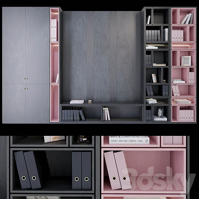 Wardrobe _ plywood black and pink 3DS Max Model